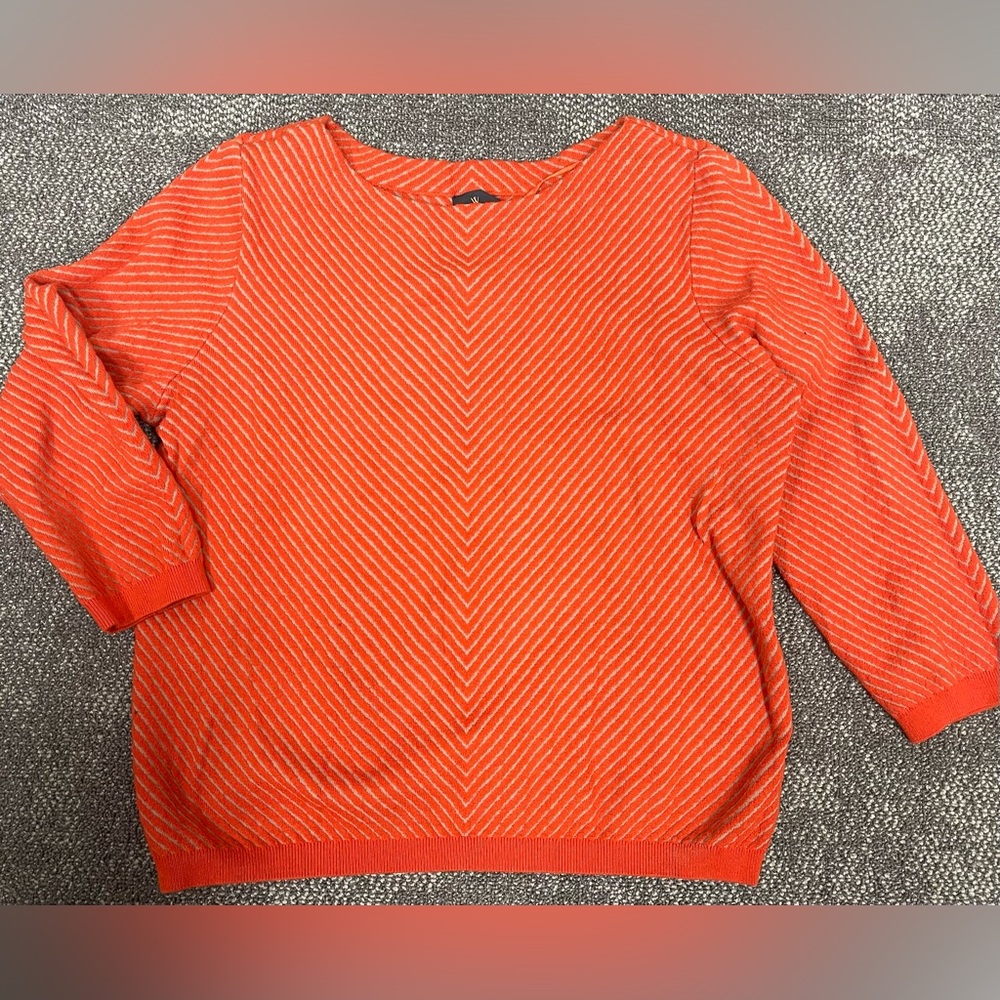 Worthington Women's Vibrant Orange Striped Sweater